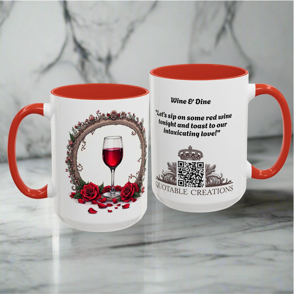 Printify Mug Mug - Wine & Dine - Love & Romance QR Code Quote Video
