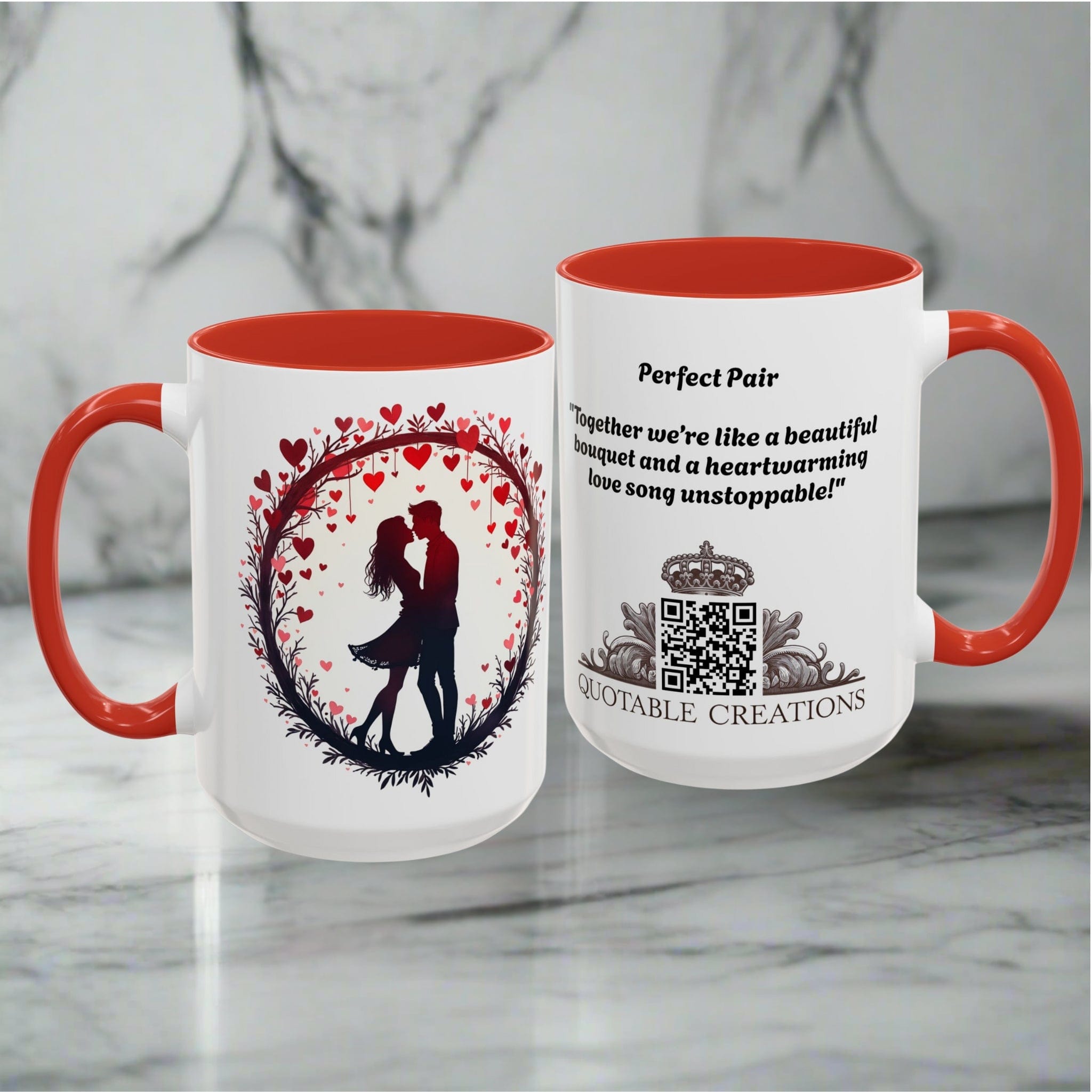 Printify Mug Perfect Pair Mug Celebrate Unbreakable Love with This Ideal Couples Gift for Lovers and Partner Cherish Togetherness QR Quote Video Keepsake