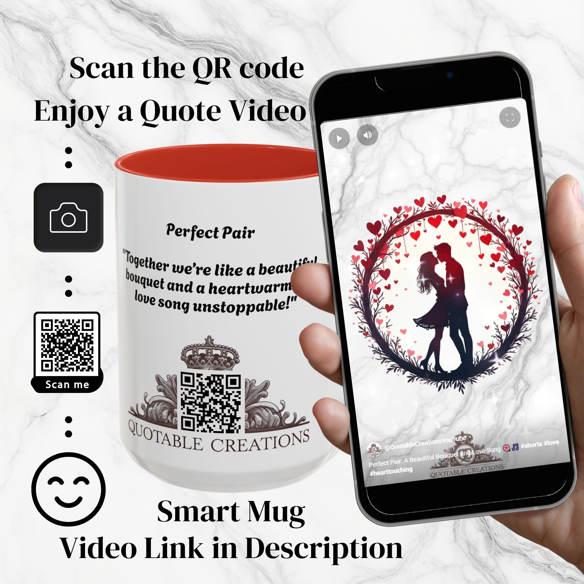 Printify Mug Perfect Pair Mug Celebrate Unbreakable Love with This Ideal Couples Gift for Lovers and Partner Cherish Togetherness QR Quote Video Keepsake