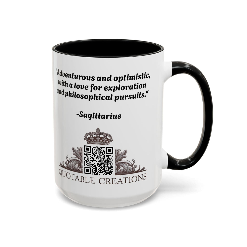 Printify Mug Sagittarius Zodiac Coffee Mug with Inspirational Quote and Smart QR Code Adventurous Astrology Gift Horoscope Mug for Sagittarius Fans