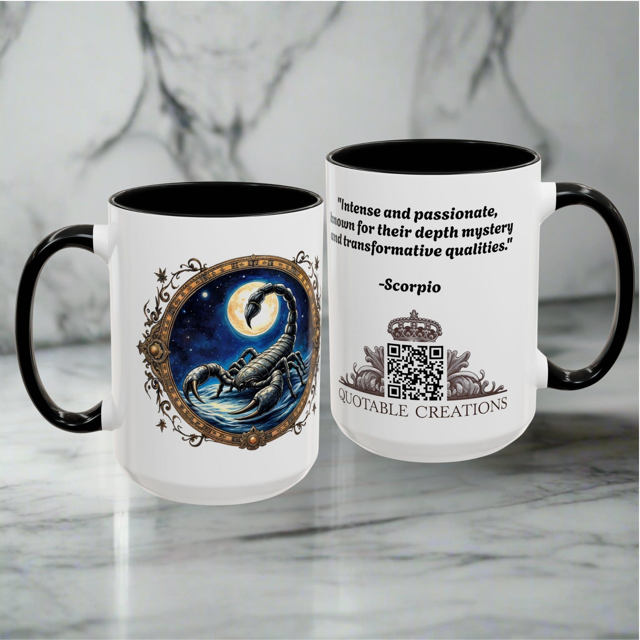 Printify Mug Scorpio Zodiac Coffee Mug with Inspirational Quote and Smart QR Code Mysterious Astrology Gift Unique Horoscope Mug for Scorpio Lovers