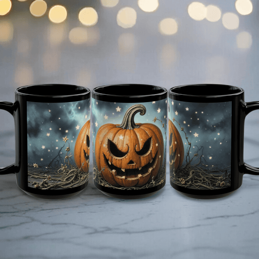 Printify Mug Spooky Halloween Pumpkin Coffee Mug - Fall Decor Gift for Trick-or-Treat Lovers (11oz, 15oz)