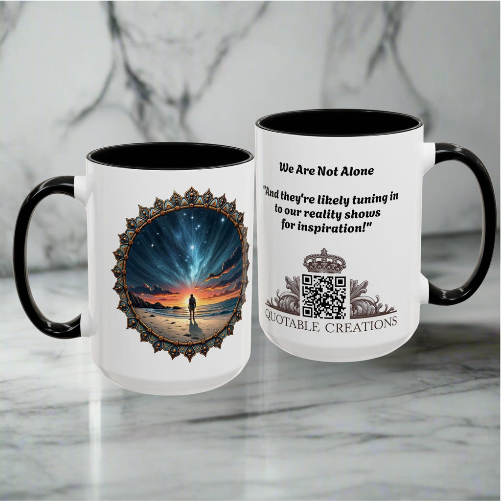 Printify Mug UFO Coffee Mug with Hilarious Alien Reality Show Quotes - for Space Enthusiast Who Enjoy Unique Gift Intergalactic Humor QR Code Quote Video