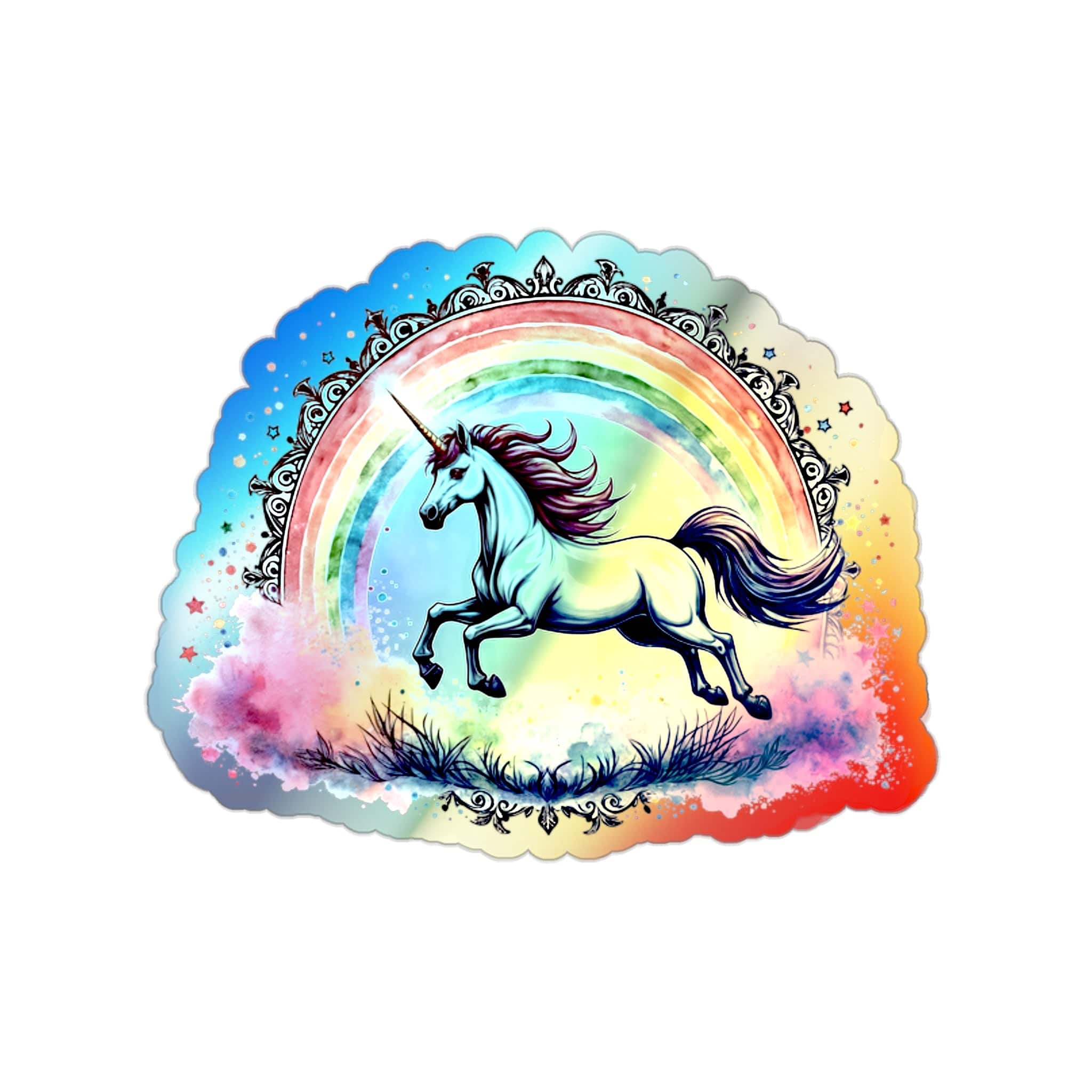 Printify Paper products 2" × 2" / Die-Cut / Holographic Creativity Unicorn - Holographic Die-Cut Sticker