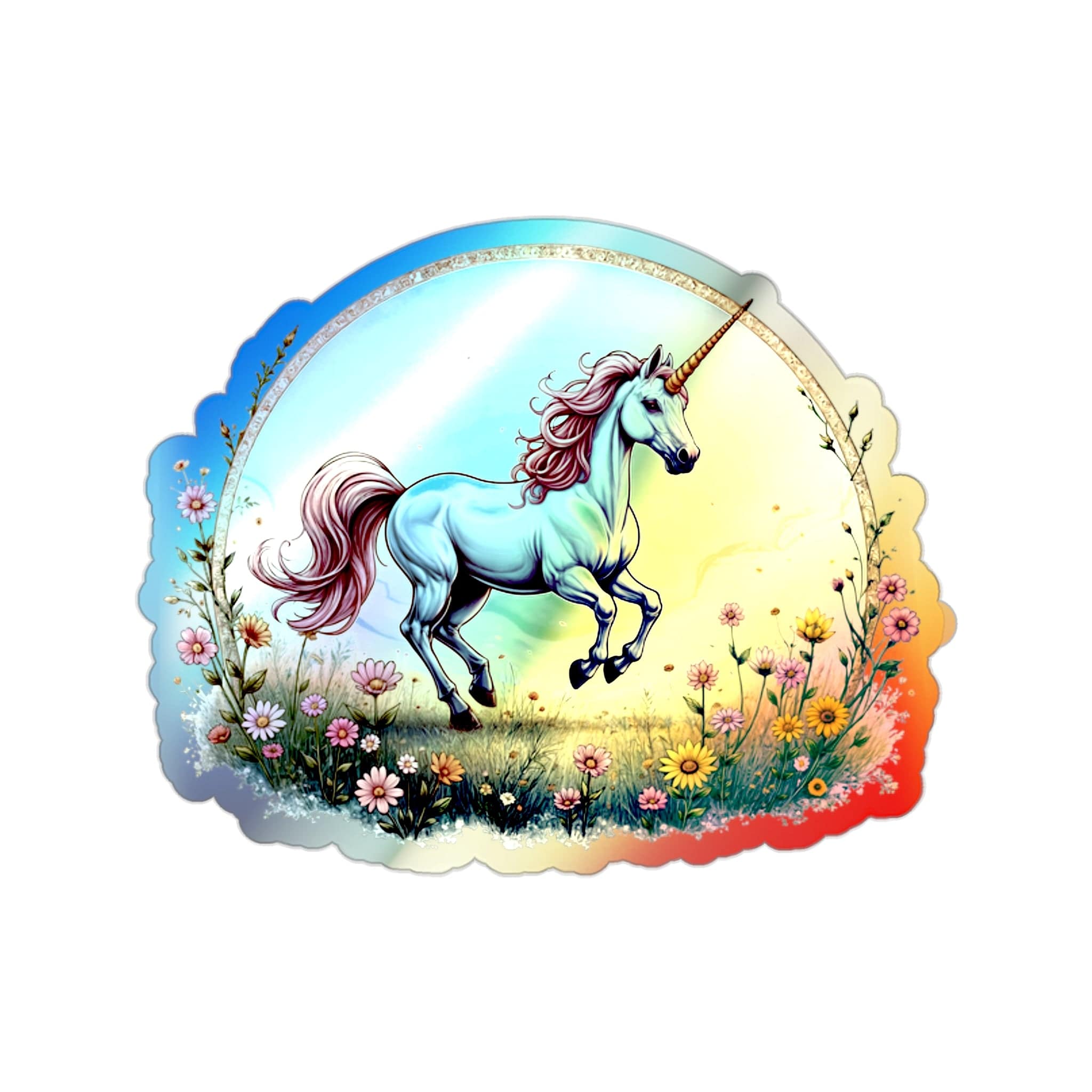 Printify Paper products 2" × 2" / Die-Cut / Holographic Joy Unicorn - Holographic Die-Cut Sticker