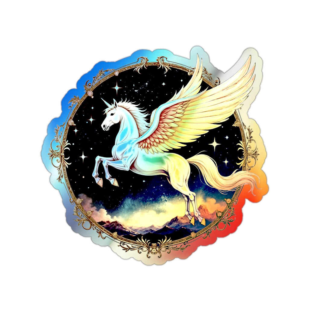 Printify Paper products 2" × 2" / Die-Cut / Holographic Light Unicorn Pegasus Alicorn- Holographic Die-Cut Sticker