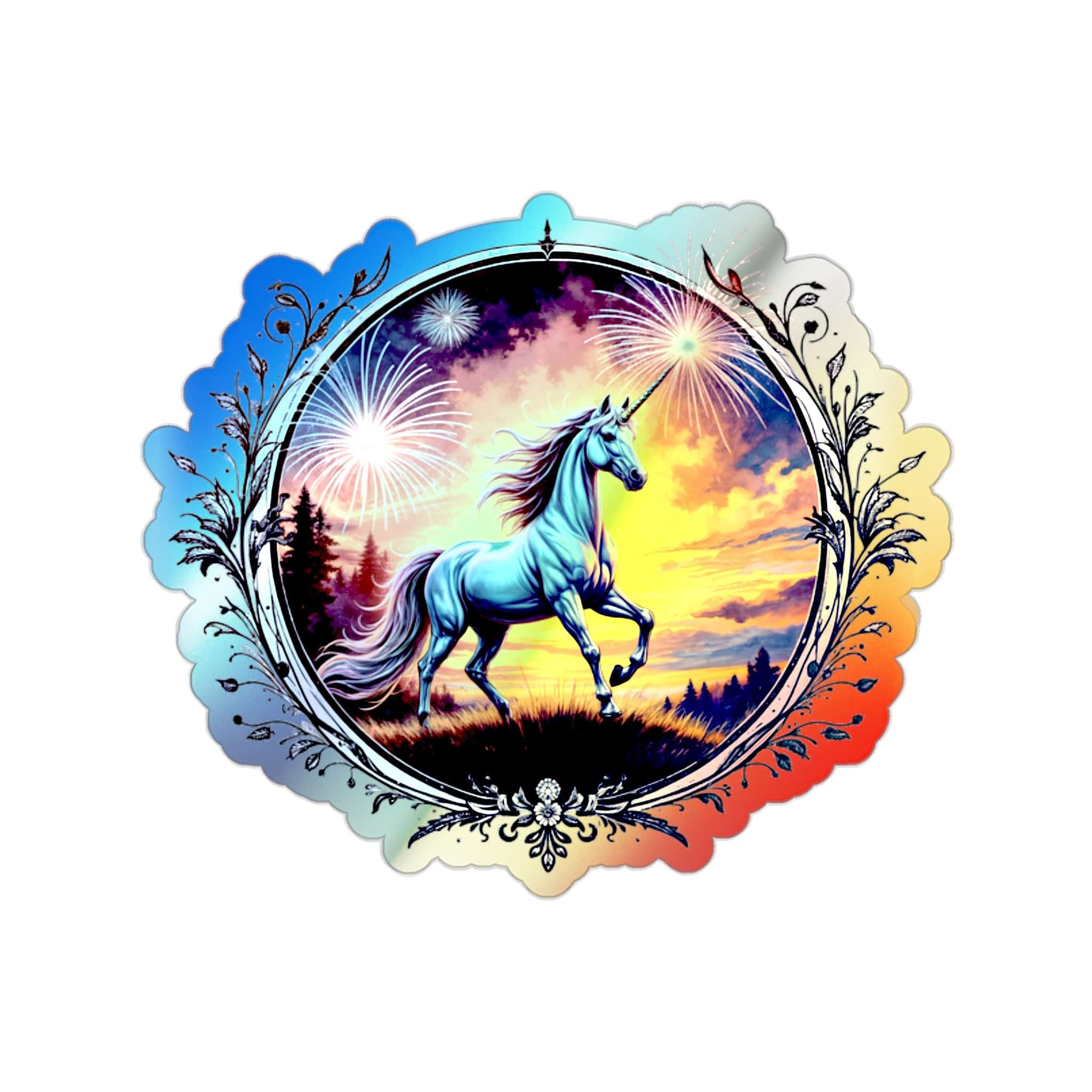 Printify Paper products 2" × 2" / Die-Cut / Holographic Passion Unicorn - Holographic Die-Cut Sticker