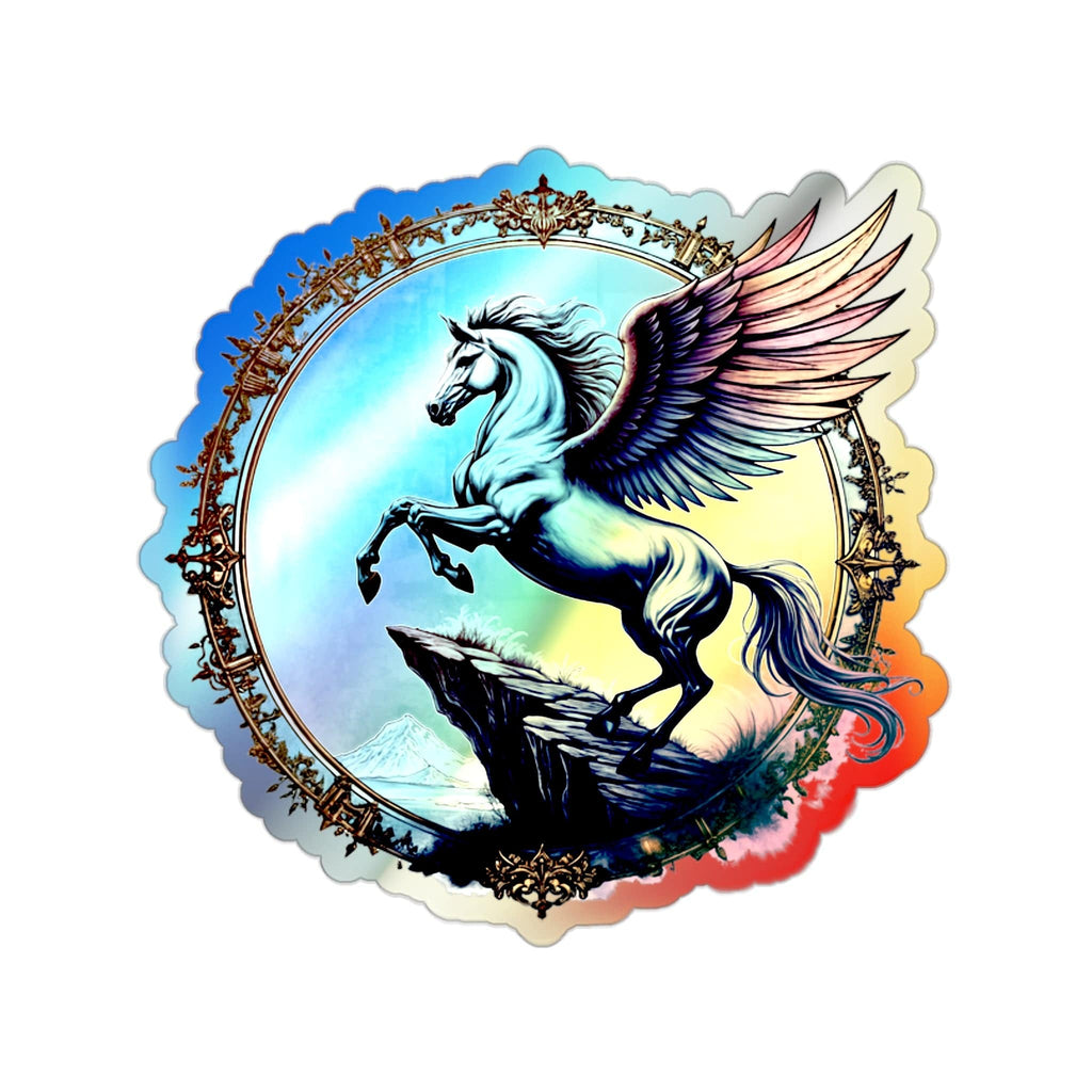 Printify Paper products 2" × 2" / Die-Cut / Holographic Strength Pegasus - Holographic Die-Cut Sticker