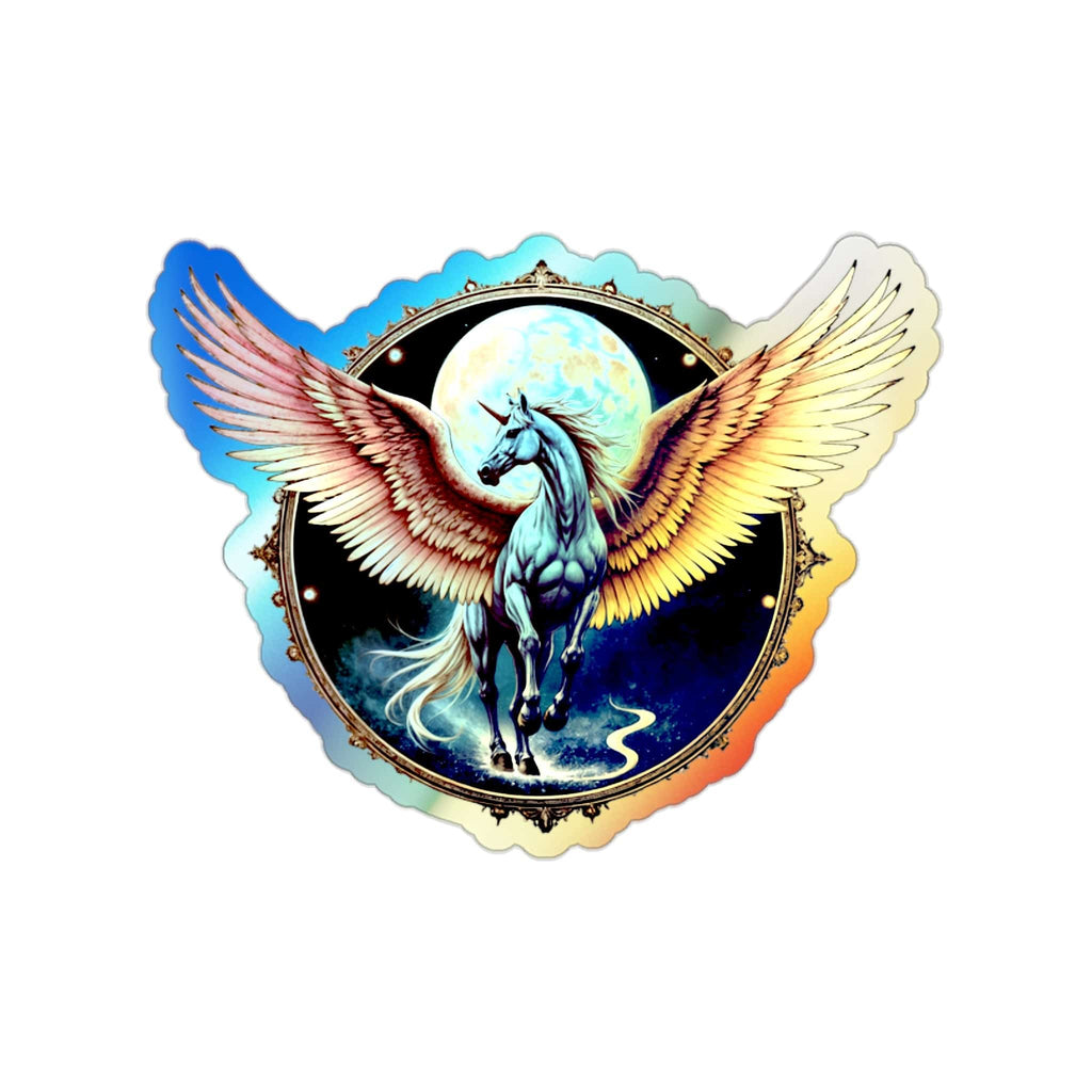 Printify Paper products 2" × 2" / Die-Cut / Holographic Transformation Unicorn Pegasus Alicorn - Holographic Die-Cut Sticker