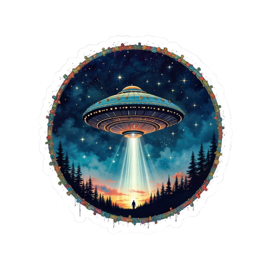 Printify Paper products 2" × 2" / White Aliens Are Here - UFO & Cosmic Kiss-Cut Stickers