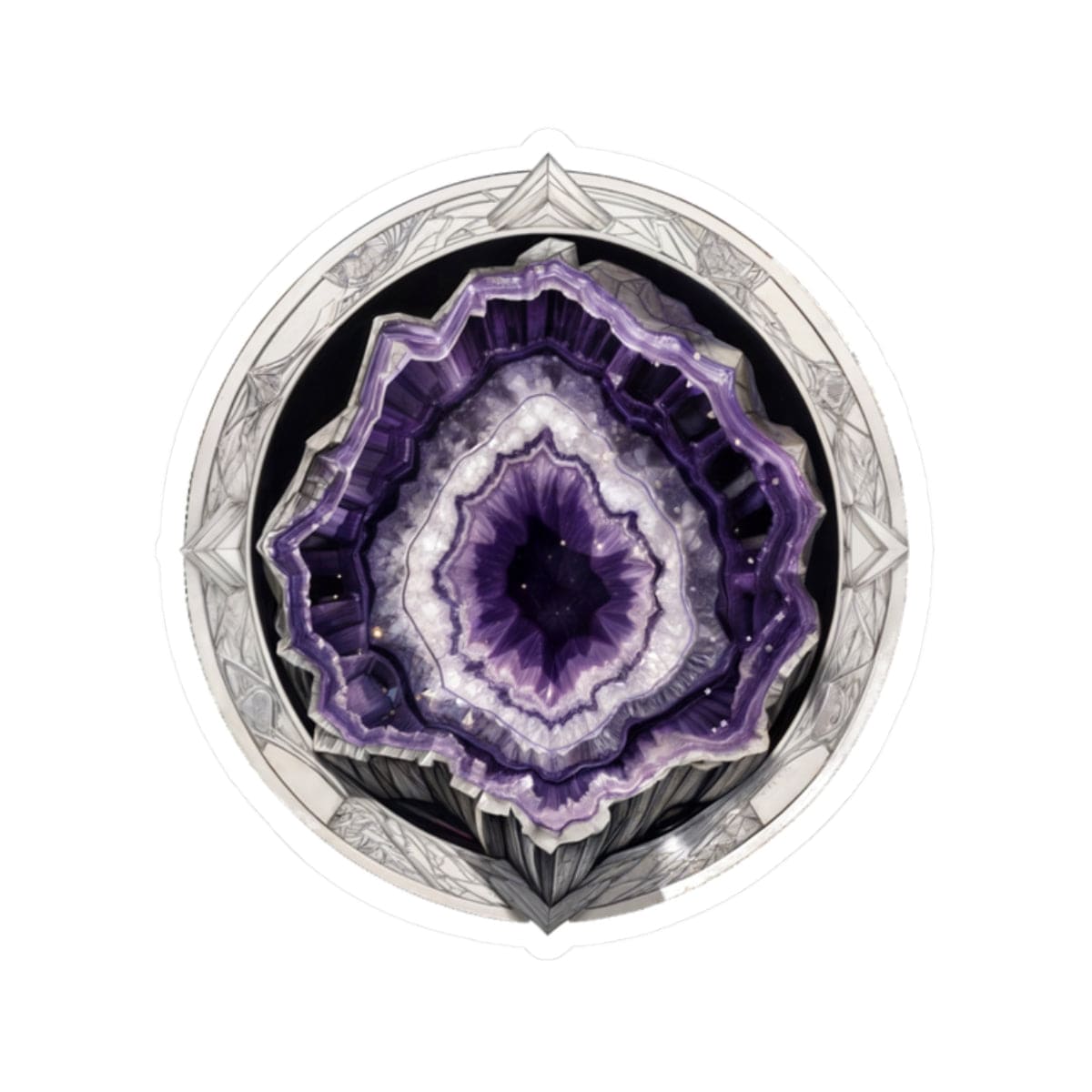 Printify Paper products 2" × 2" / White Amethyst - Crystals & Gemstones Kiss-Cut Stickers