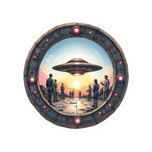 Printify Paper products 2" × 2" / White Area 51: The Mystery Base - UFO & Cosmic Kiss-Cut Stickers