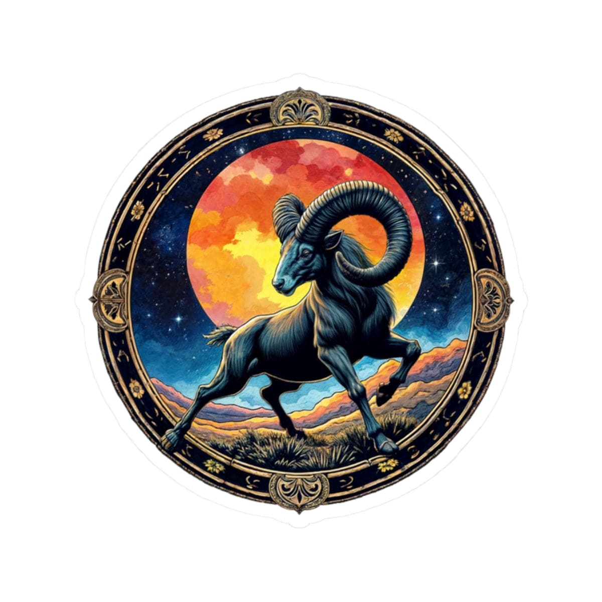 Printify Paper products 2" × 2" / White Aries - Zodiac Astrology Kiss-Cut Stickers