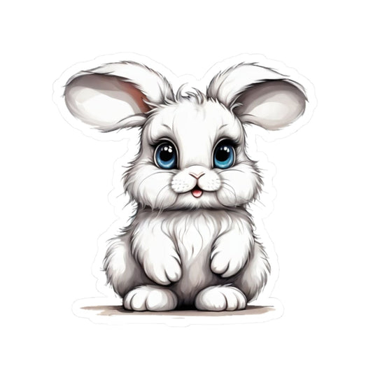 Printify Paper products 2" × 2" / White Baby Bunny - Hyper Cute Kiss-Cut Stickers