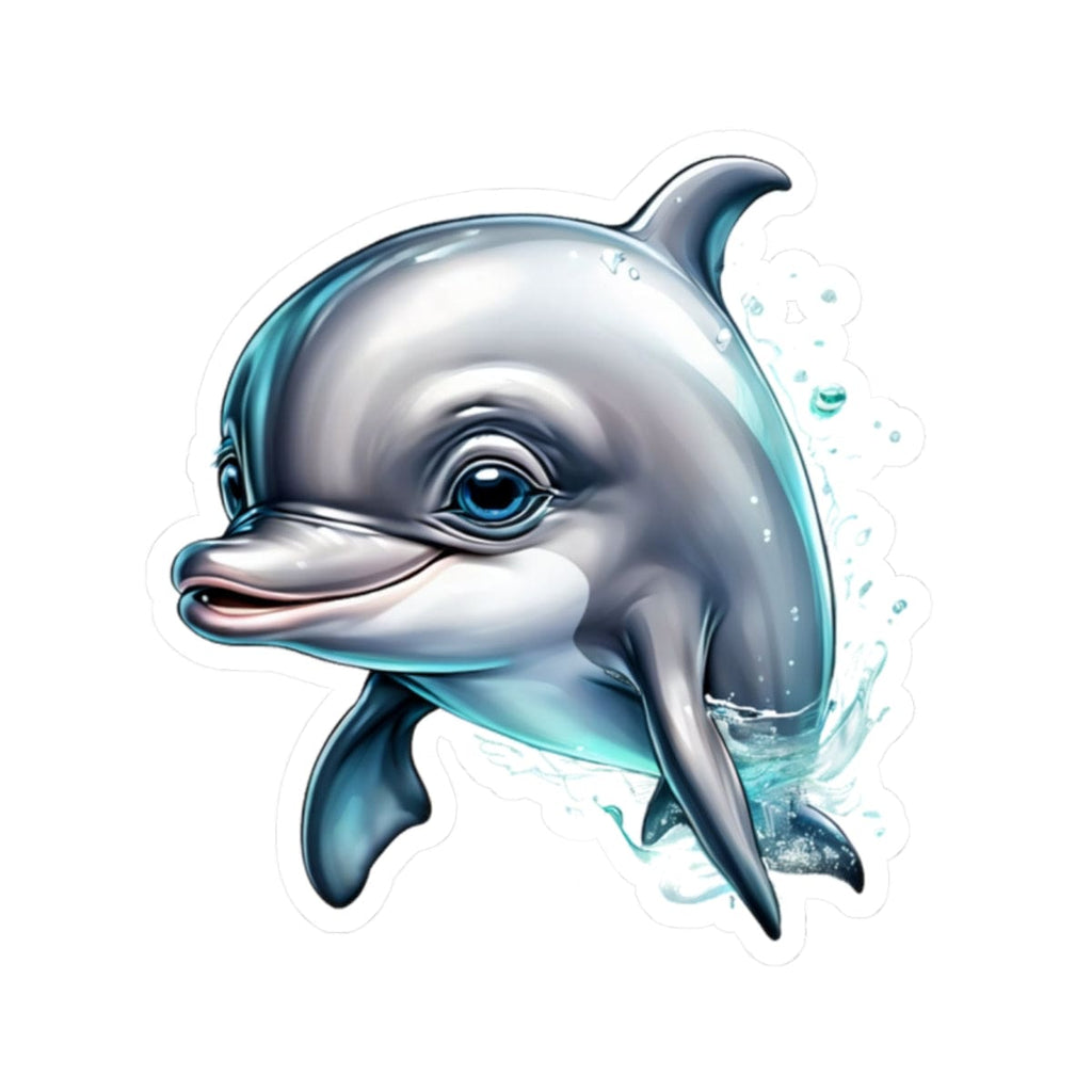 Printify Paper products 2" × 2" / White Baby Dolphin - Hyper Cute Kiss-Cut Stickers