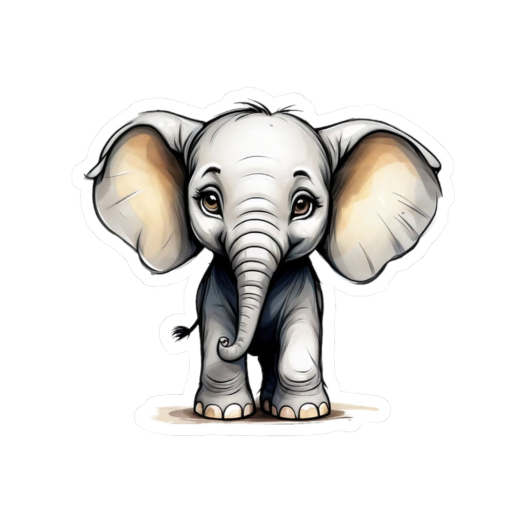 Printify Paper products 2" × 2" / White Baby Elephant - Hyper Cute Kiss-Cut Stickers