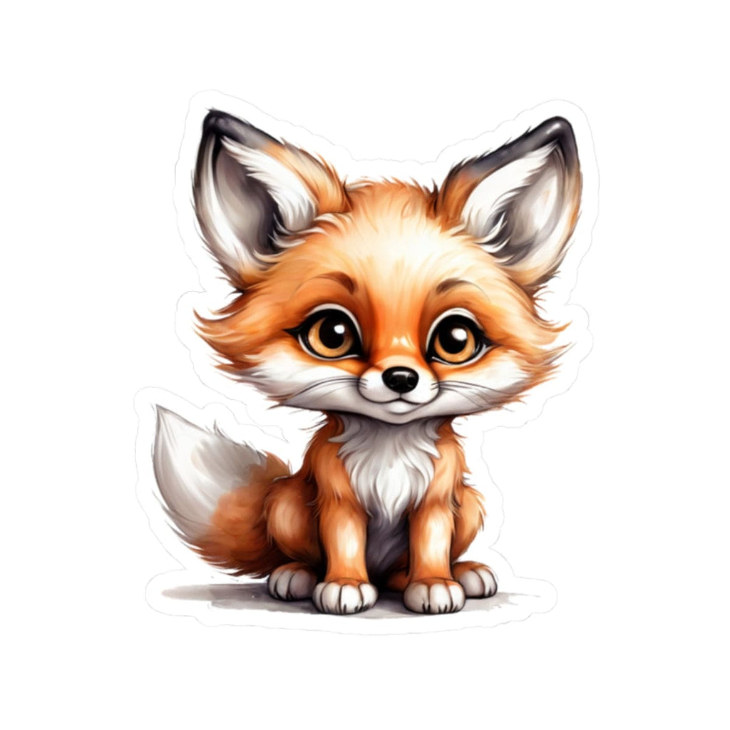 Printify Paper products 2" × 2" / White Baby Fox - Hyper Cute Kiss-Cut Stickers