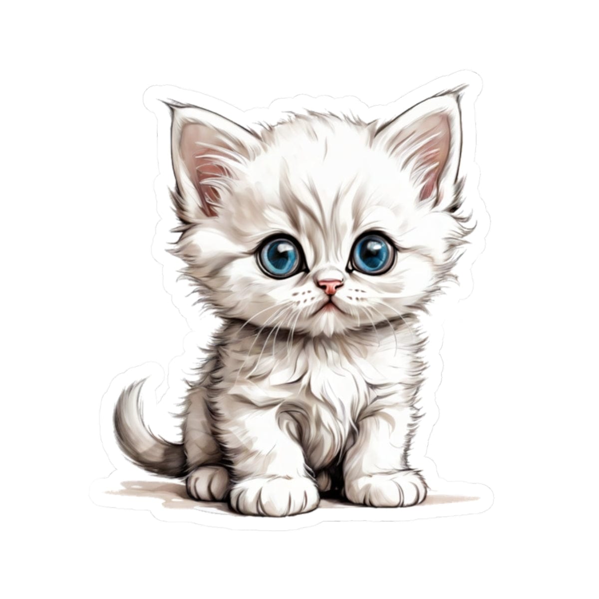 Printify Paper products 2" × 2" / White Baby Kitten - Hyper Cute Kiss-Cut Stickers