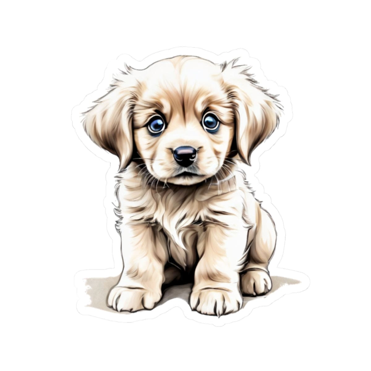 Printify Paper products 2" × 2" / White Baby Puppy - Hyper Cute Kiss-Cut Sticker