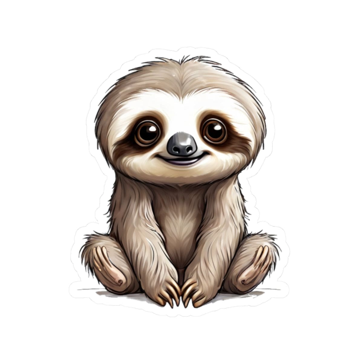 Printify Paper products 2" × 2" / White Baby Sloth - Hyper Cute Kiss-Cut Stickers