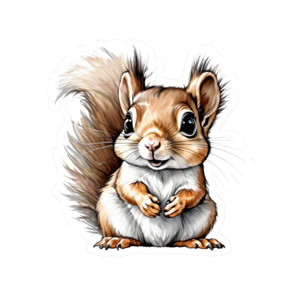 Printify Paper products 2" × 2" / White Baby Squirrel - Hyper Cute Kiss-Cut Stickers