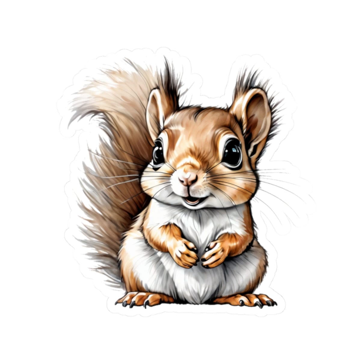Printify Paper products 2" × 2" / White Baby Squirrel - Hyper Cute Kiss-Cut Stickers
