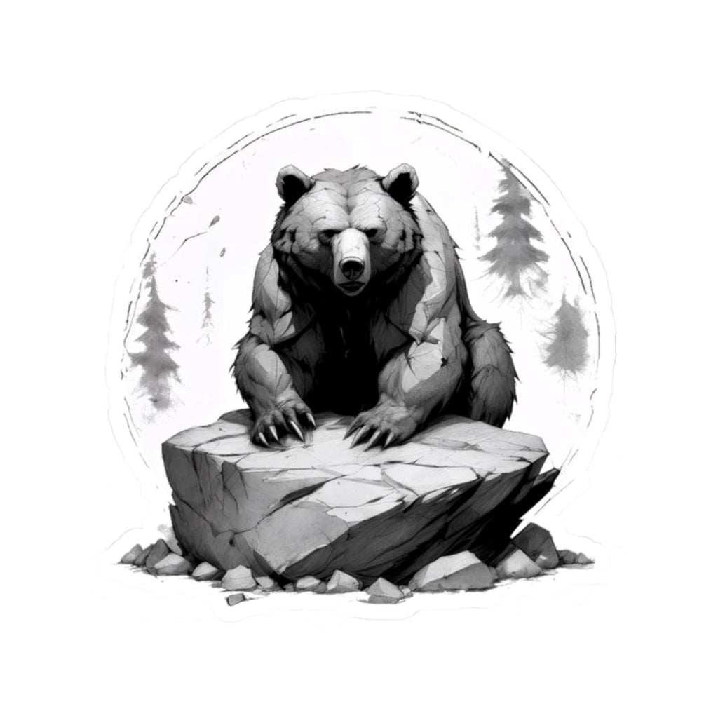 Printify Paper products 2" × 2" / White Bear Rock - Wild & Fierce Kiss-Cut Stickers