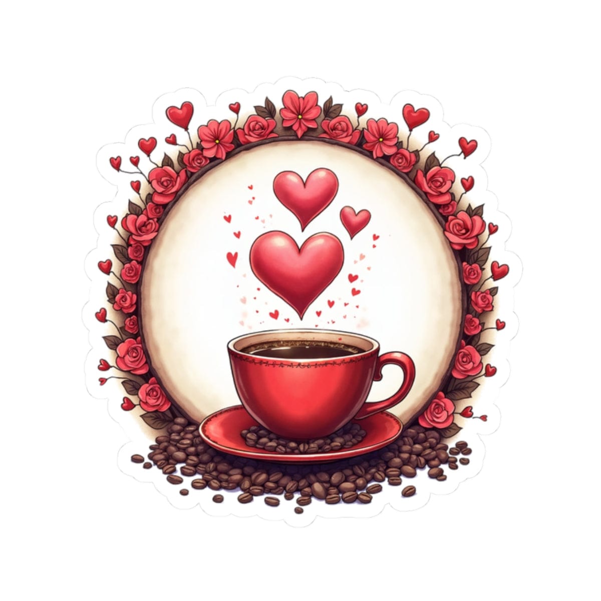 Printify Paper products 2" × 2" / White Brew-tiful Love - Love & Fun Kiss-Cut Stickers