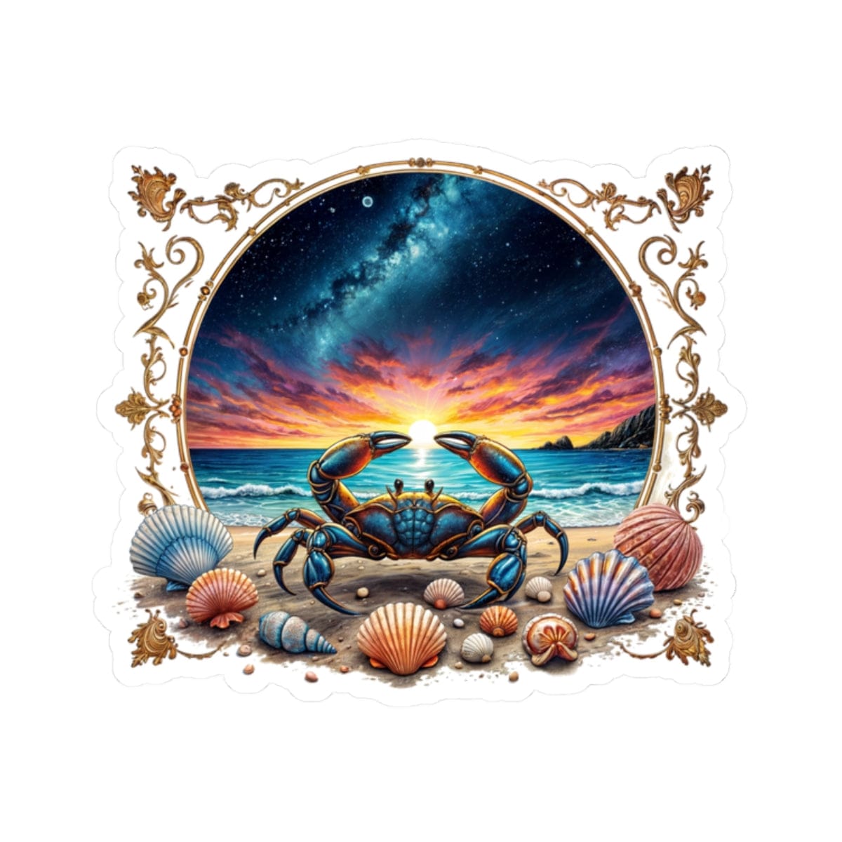 Printify Paper products 2" × 2" / White Cancer - Zodiac Astrology Kiss-Cut Stickers