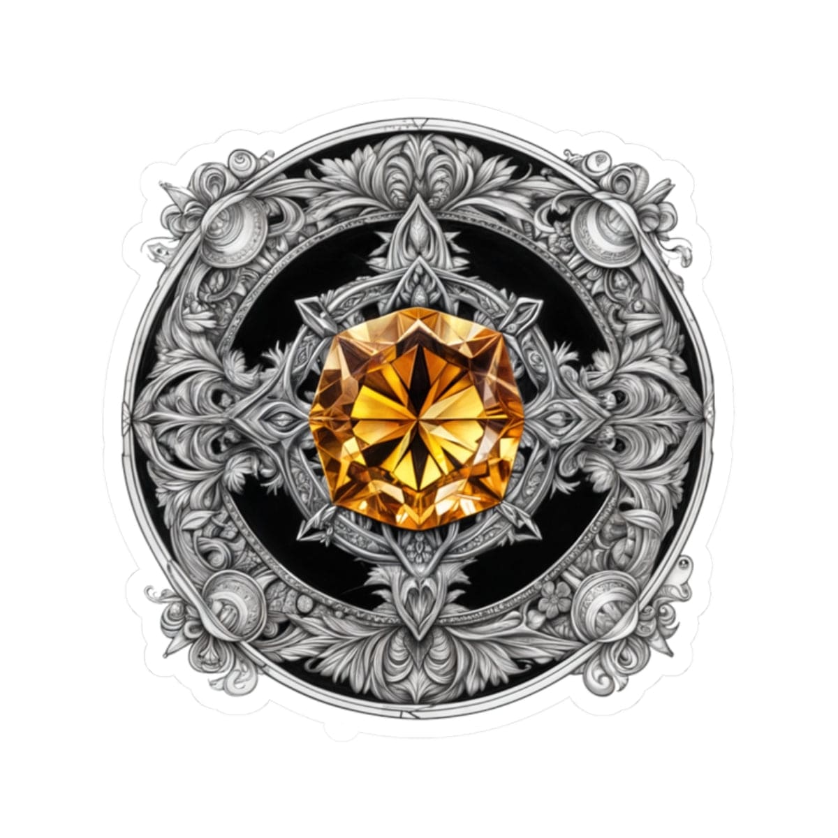 Printify Paper products 2" × 2" / White Citrine - Crystals & Gemstones Kiss-Cut Stickers