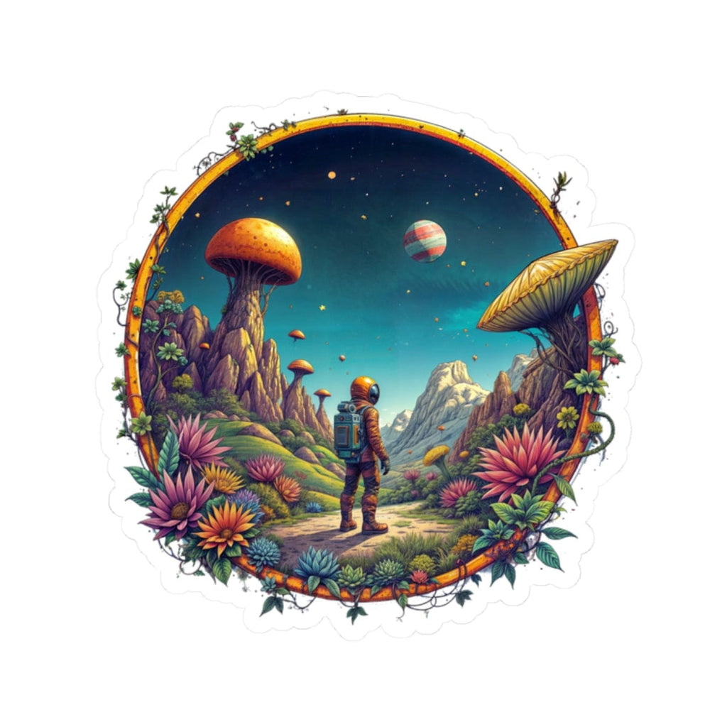 Printify Paper products 2" × 2" / White Cosmic Explorer - UFO & Cosmic Kiss-Cut Stickers