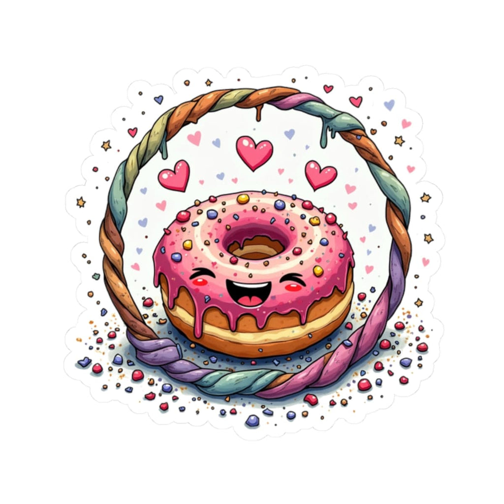 Printify Paper products 2" × 2" / White Donut Worry - Love & Fun Kiss-Cut Stickers