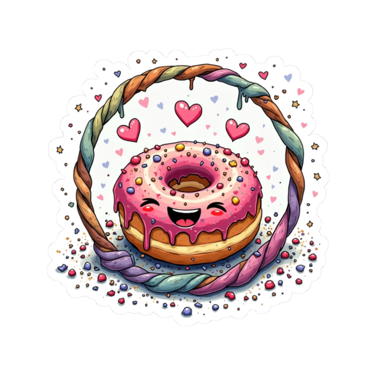 Printify Paper products 2" × 2" / White Donut Worry - Love & Fun Kiss-Cut Stickers