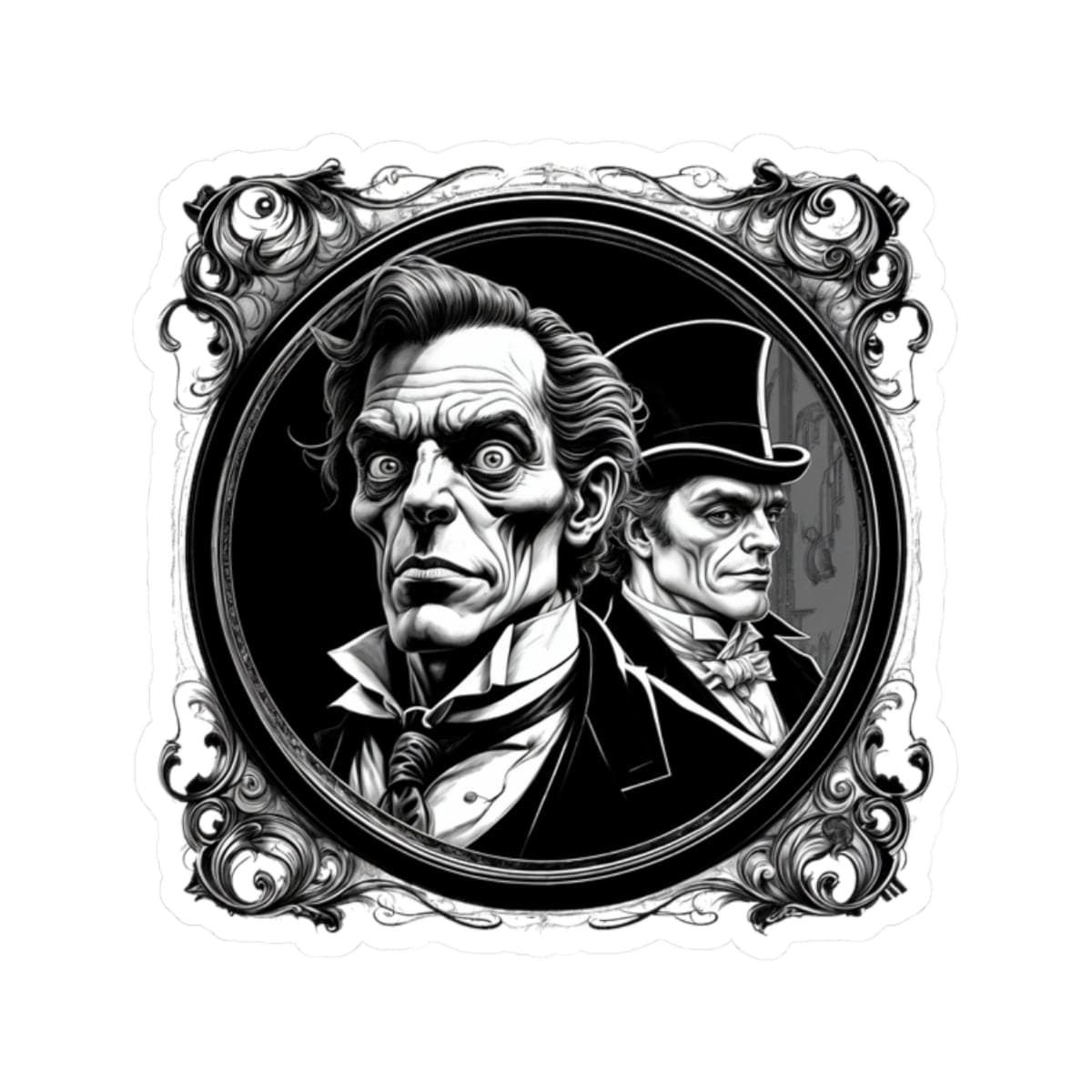 Printify Paper products 2" × 2" / White Dr. Jekyll and Mr. Hyde - Mysteries & Monsters Kiss-Cut Stickers