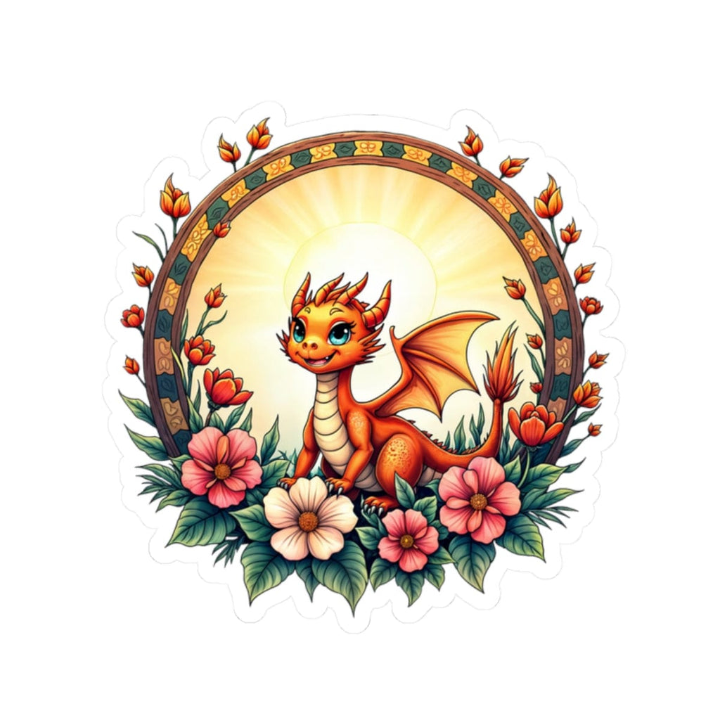 Printify Paper products 2" × 2" / White Emberheart - Dragons & Magic Kiss-Cut Stickers