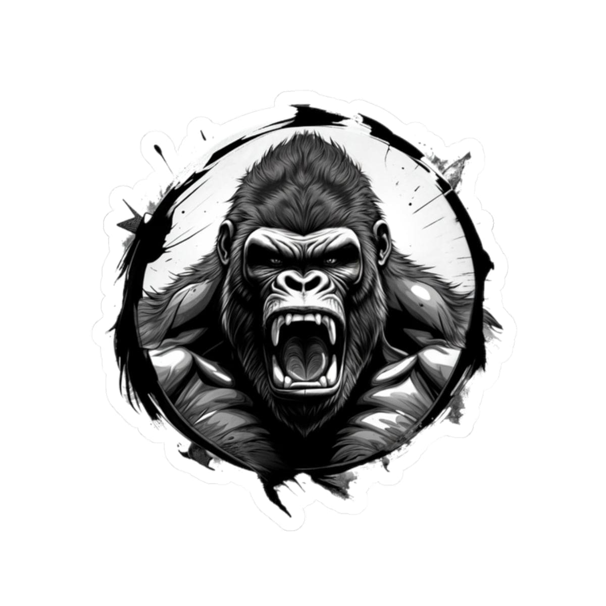 Printify Paper products 2" × 2" / White Gorilla Head - Wild & Fierce Kiss-Cut Stickers