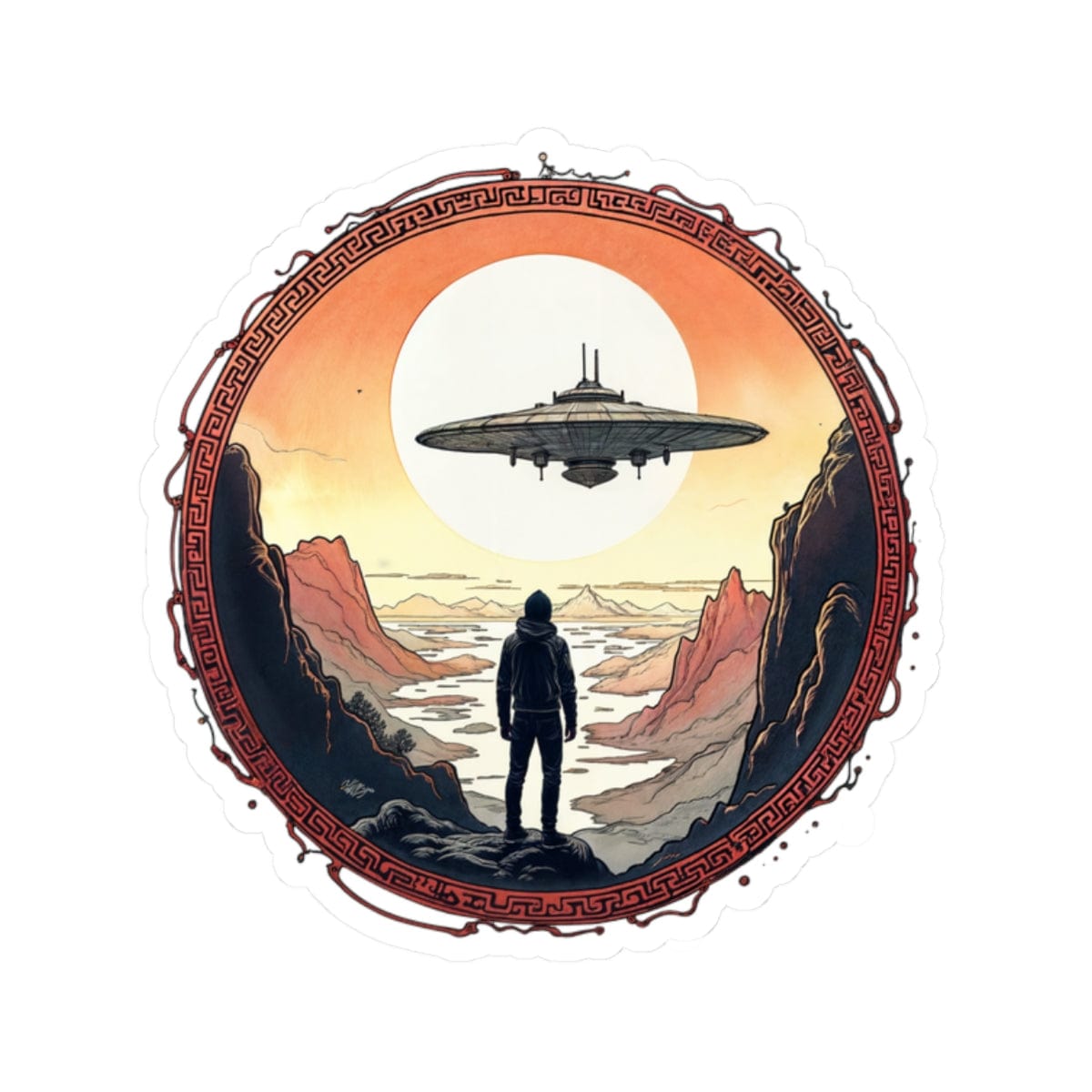 Printify Paper products 2" × 2" / White I Believe in UFOs - UFO & Cosmic Kiss-Cut Stickers