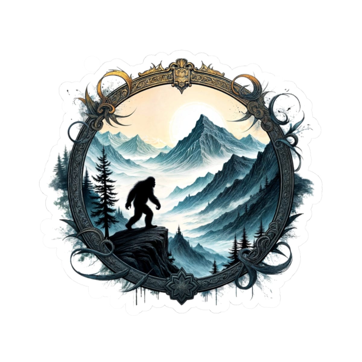 Printify Paper products 2" × 2" / White Legends of the Wilderness - Bigfoot & Legends Kiss-Cut Stickers