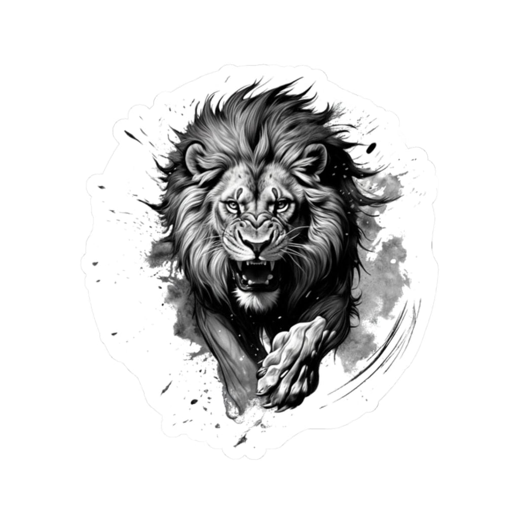 Printify Paper products 2" × 2" / White Lion Charge - Wild & Fierce Kiss-Cut Stickers
