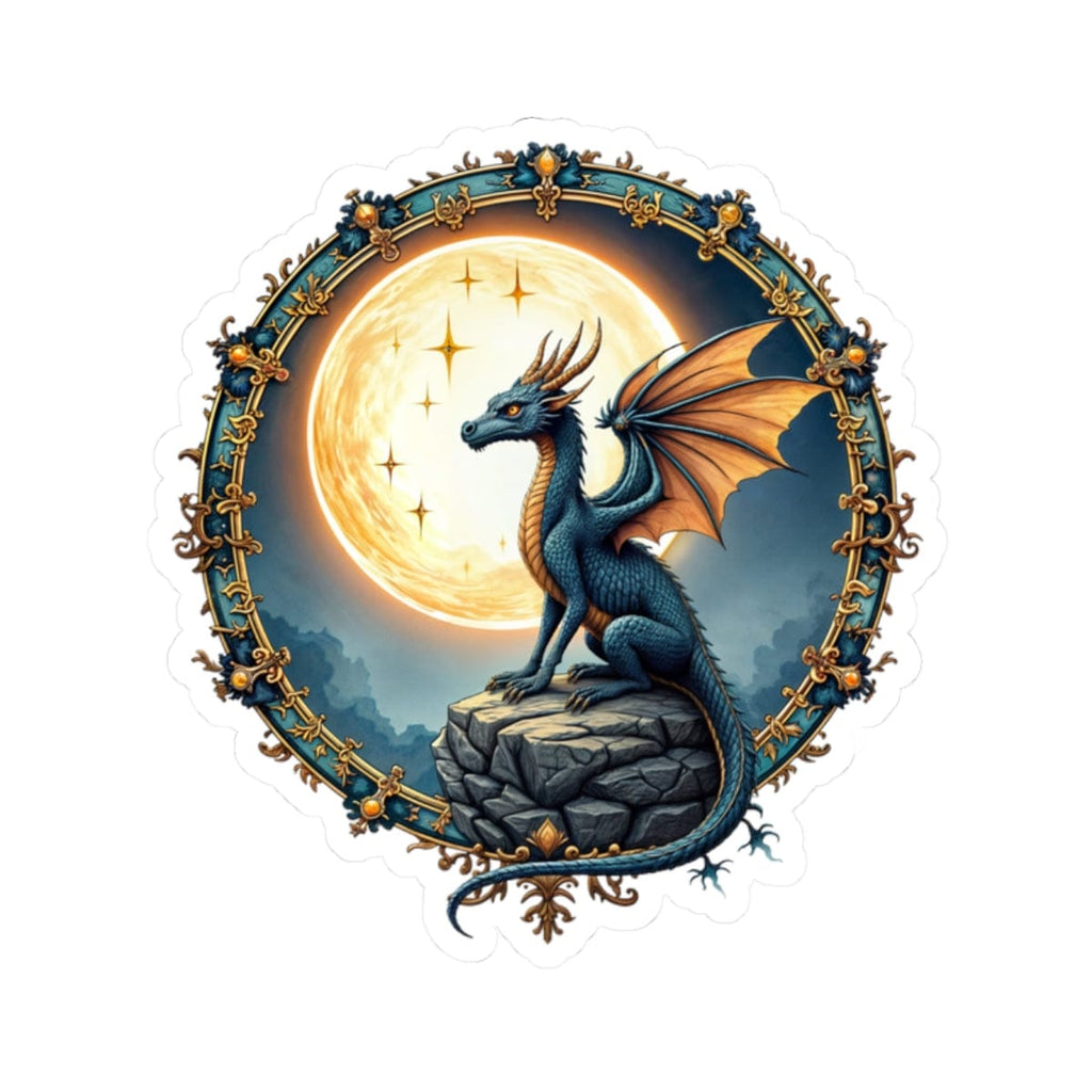 Printify Paper products 2" × 2" / White Lunar Ember - Dragons & Magic Kiss-Cut Stickers