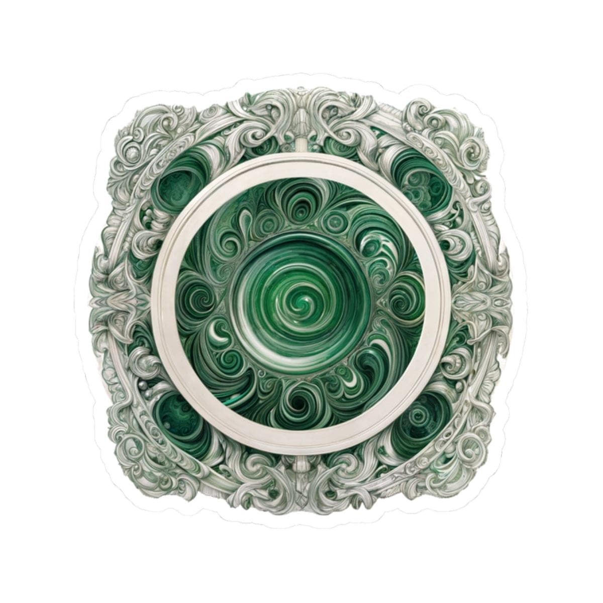 Printify Paper products 2" × 2" / White Malachite - Crystals & Gemstones Kiss-Cut Stickers