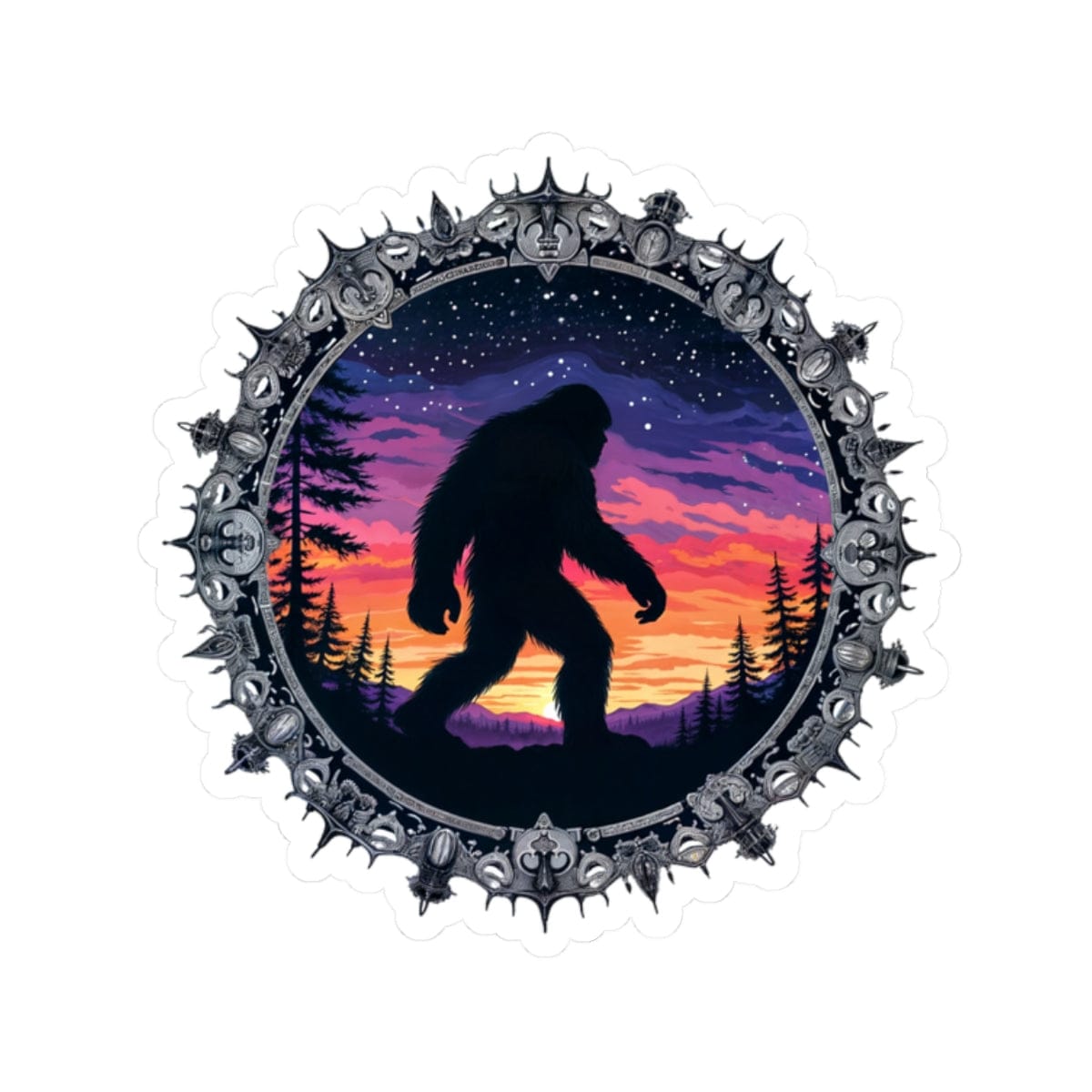 Printify Paper products 2" × 2" / White Mythical & Mysterious - Bigfoot & Legends Kiss-Cut Stickers
