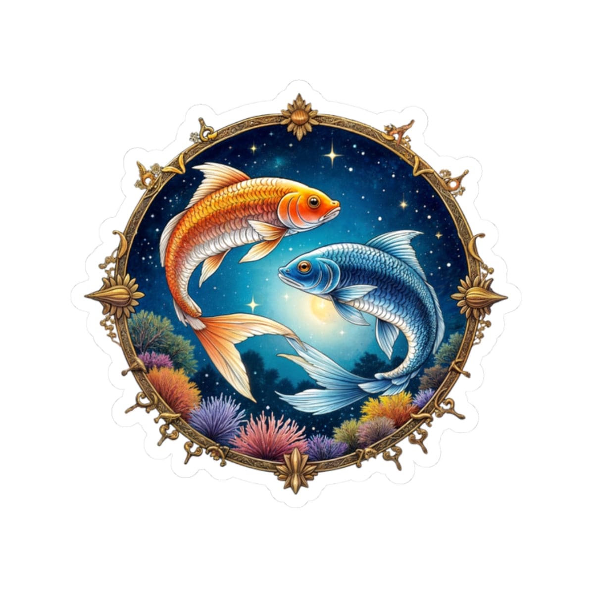 Printify Paper products 2" × 2" / White Pisces - Zodiac Astrology Kiss-Cut Stickers