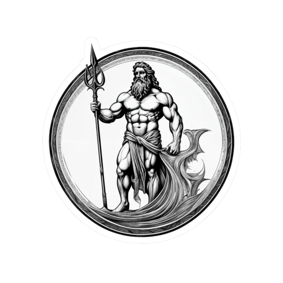 Printify Paper products 2" × 2" / White Poseidon - Heroes & Quests Kiss-Cut Stickers