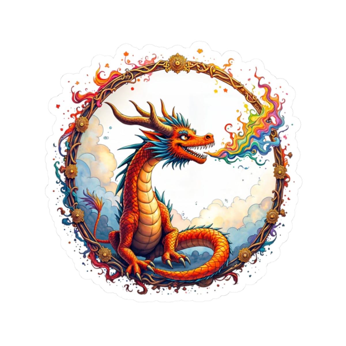 Printify Paper products 2" × 2" / White Prismfire - Dragons & Magic Kiss-Cut Stickers