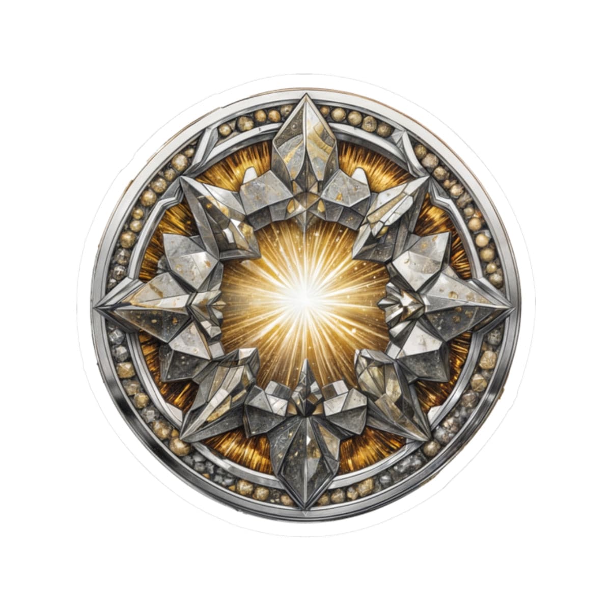 Printify Paper products 2" × 2" / White Pyrite - Crystals & Gemstones Kiss-Cut Stickers