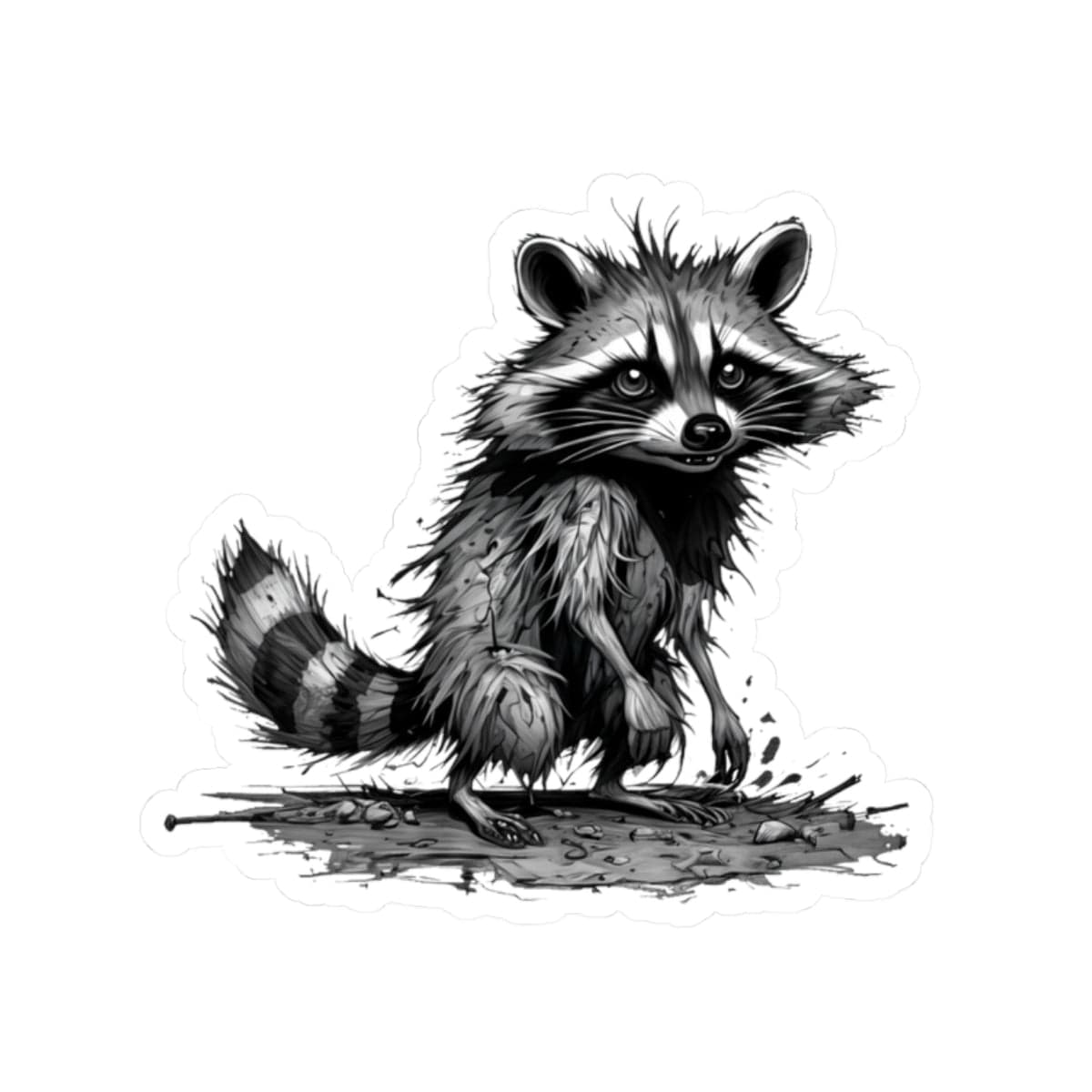 Printify Paper products 2" × 2" / White Raccoon I'm Fine - Everything's Fine Kiss-Cut Stickers