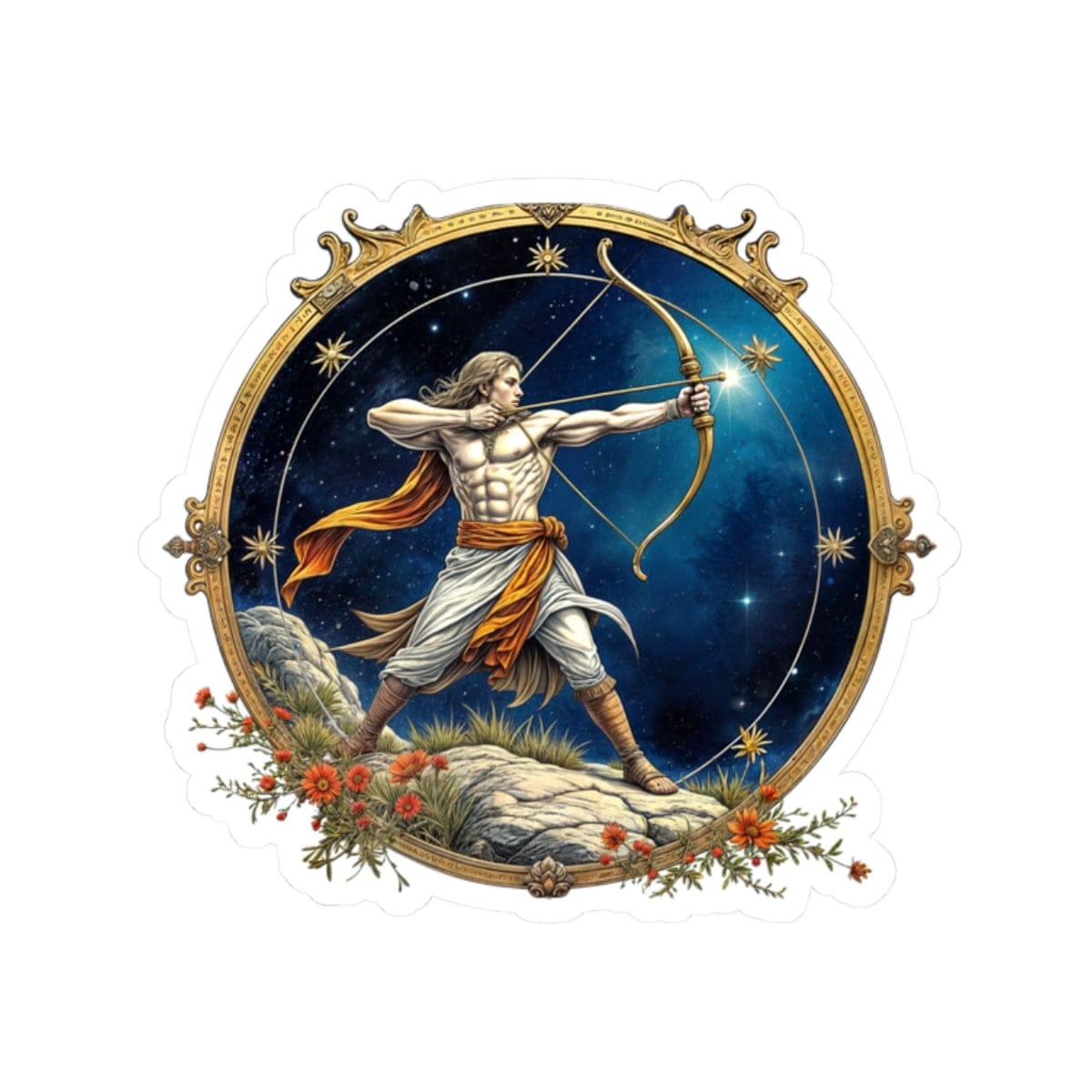 Printify Paper products 2" × 2" / White Sagittarius - Zodiac Astrology Kiss-Cut Stickers