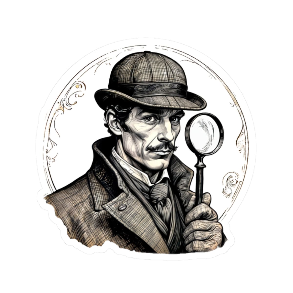 Printify Paper products 2" × 2" / White Sherlock Holmes - Mysteries & Monsters Kiss-Cut Stickers