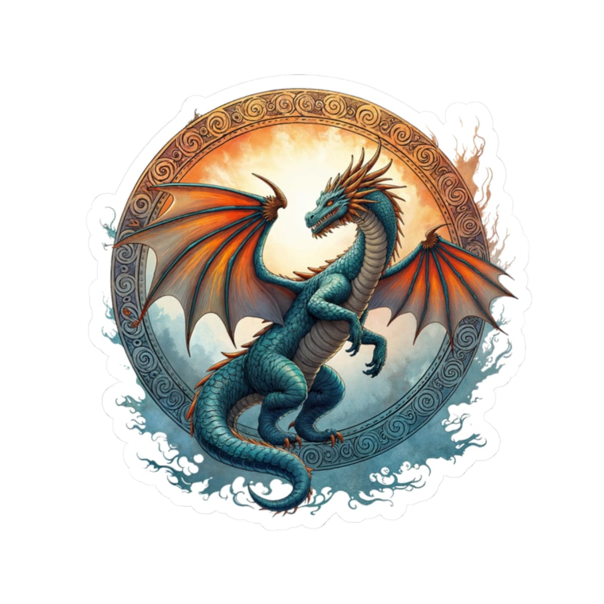 Printify Paper products 2" × 2" / White Skyfire Dragon - Dragons & Magic Kiss-Cut Stickers